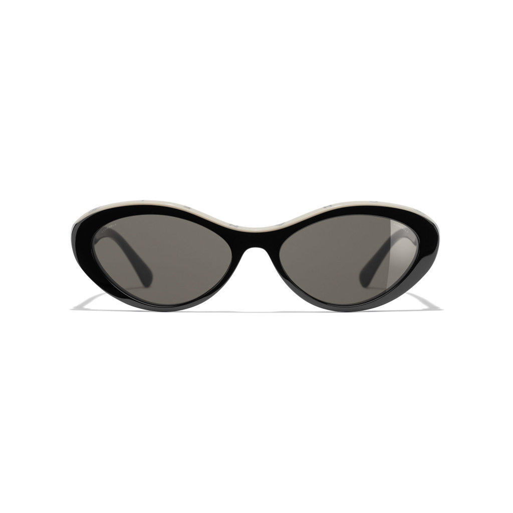 oval sunglasses black beige acetate acetate packshot alternative axs  scaled