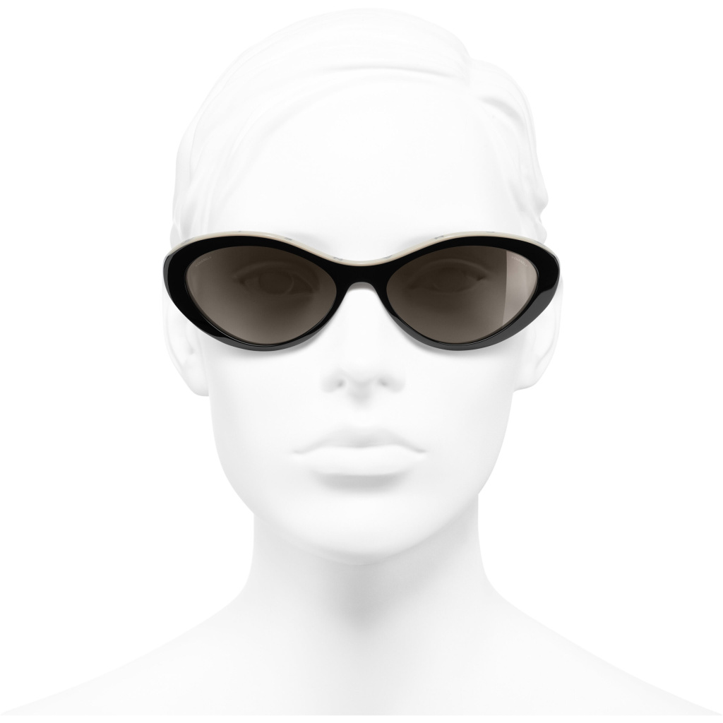 oval sunglasses black beige acetate acetate packshot worn front axs  scaled