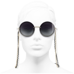 round sunglasses gold metal calfskin imitation pearls metal calfskin imitation pearls packshot worn front axl  scaled