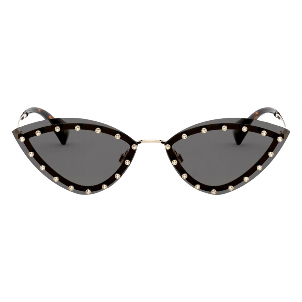 valentino occhiale triangolare in metallo con borchie in cristallo nero valentino eyewear