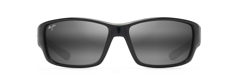 Occhiali da Sole polarizzati a mascherina LOCAL KINE Maui Jim 810-07E Shiny Black with Grey and Maroon
