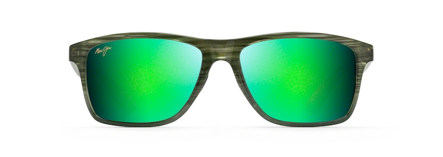 Occhiali da Sole polarizzati rettangolari ONSHORE Maui Jim GM798-15C Olive Stripe Fade